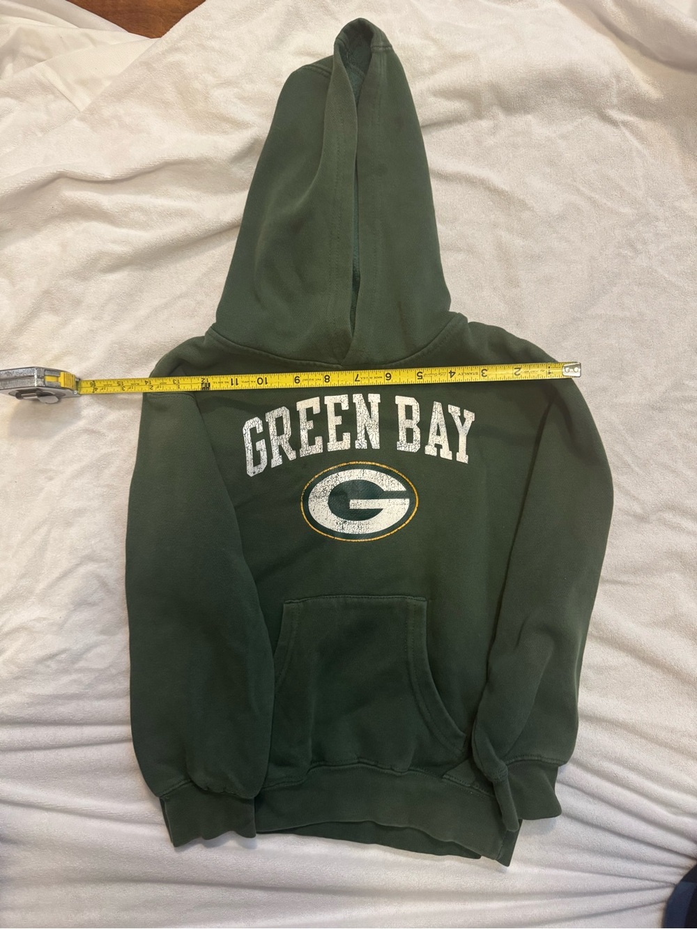 Kids Vintage Green Bay Graphic Hoodie - Dark Green with Logo